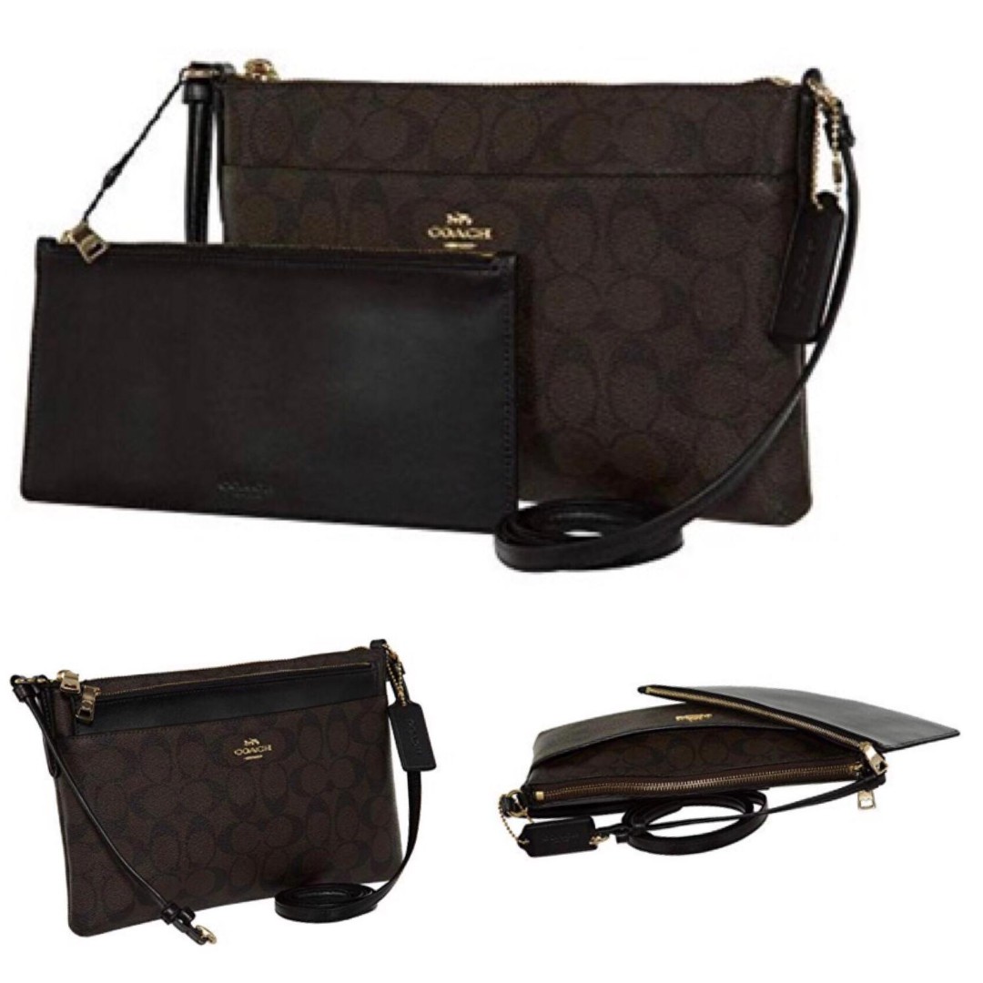 COACH EAST/WEST CROSSBODY WITH POP UP POUCH IN SIGNATURE CANVAS, Women