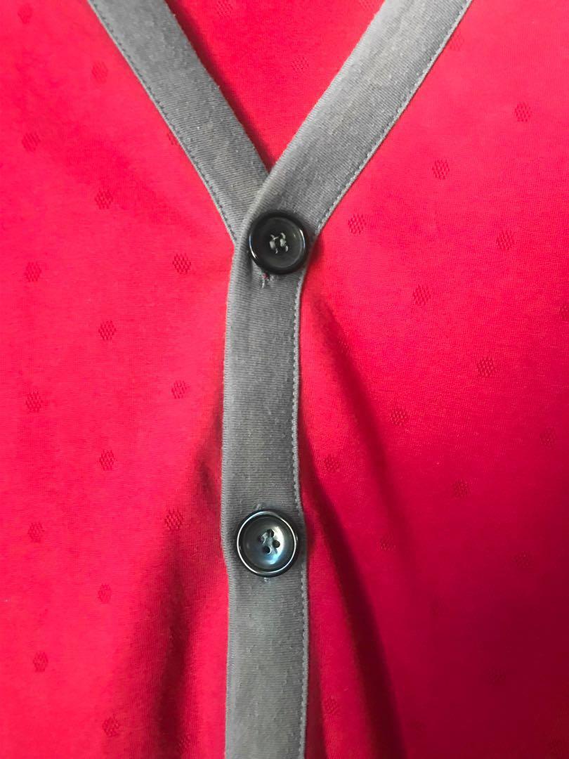 Folded and Hung red cardigan (Category: Coats, Jackets and Outerwear) located in Taguig. Submitted by fatefly (Listing ID 214370927, Image 2). Description: Pre-loved folded and hung red cardigan Meet-ups: Market-Market, BGC, SM Aura Shipping via Grab at the expense of buyer Deposits will be on BPI account.