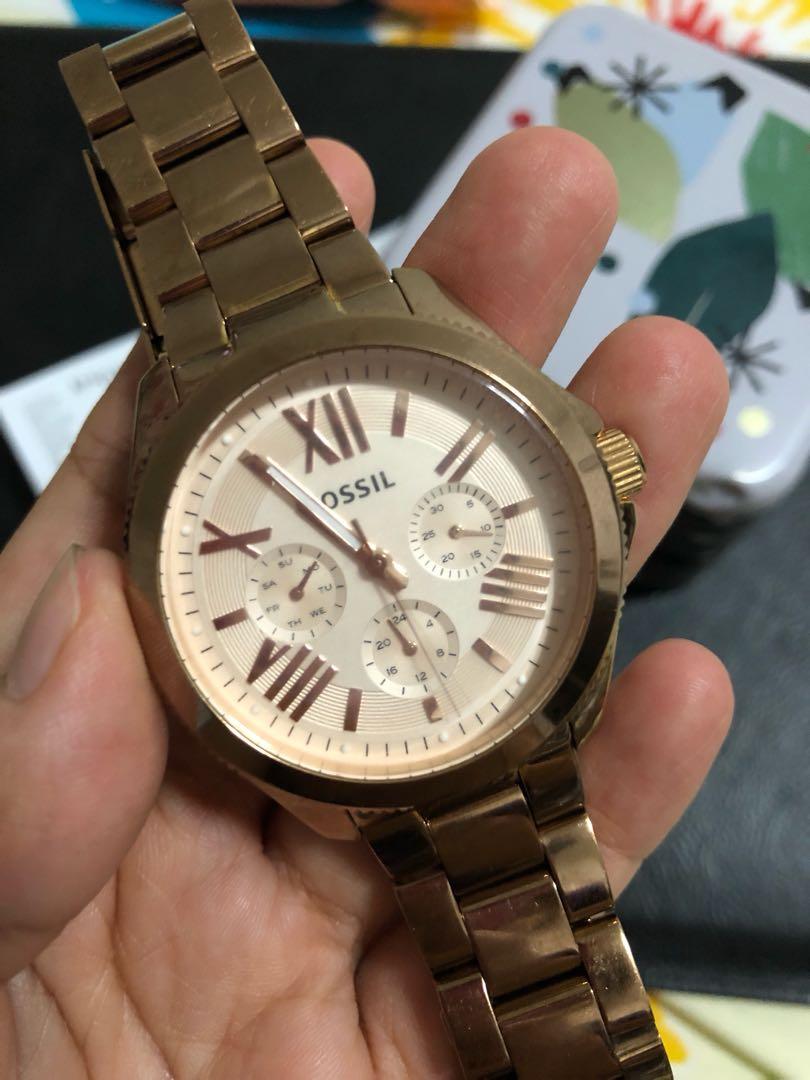 Fossil Watch AM4511 Rose Tone Stainless Steel Watch Women s