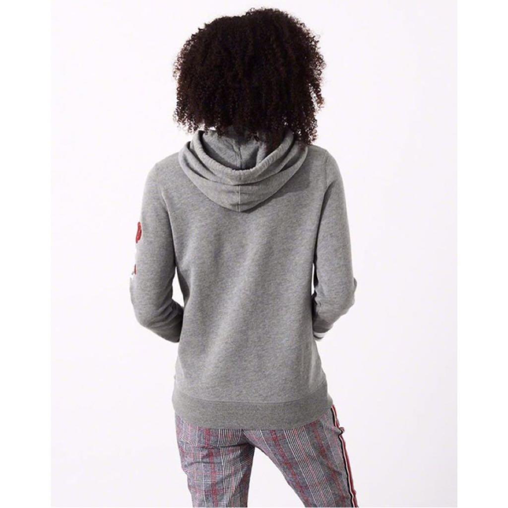 HOLLISTER ROSE EMBROIDERED WOMENS HOODIES GREY Fesyen Wanita Pakaian Wanita Baju Luaran di Carousell