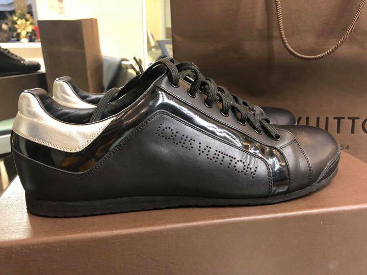 LOUIS VUITTON SHOES CLIPPER SNEAKERS 7 41 BLACK LEATHER SNEAKERS