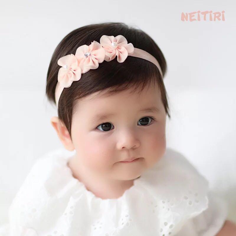INFANT GIRL WOMEN TWO FLOWERS STRETCHABLE HEADBAND