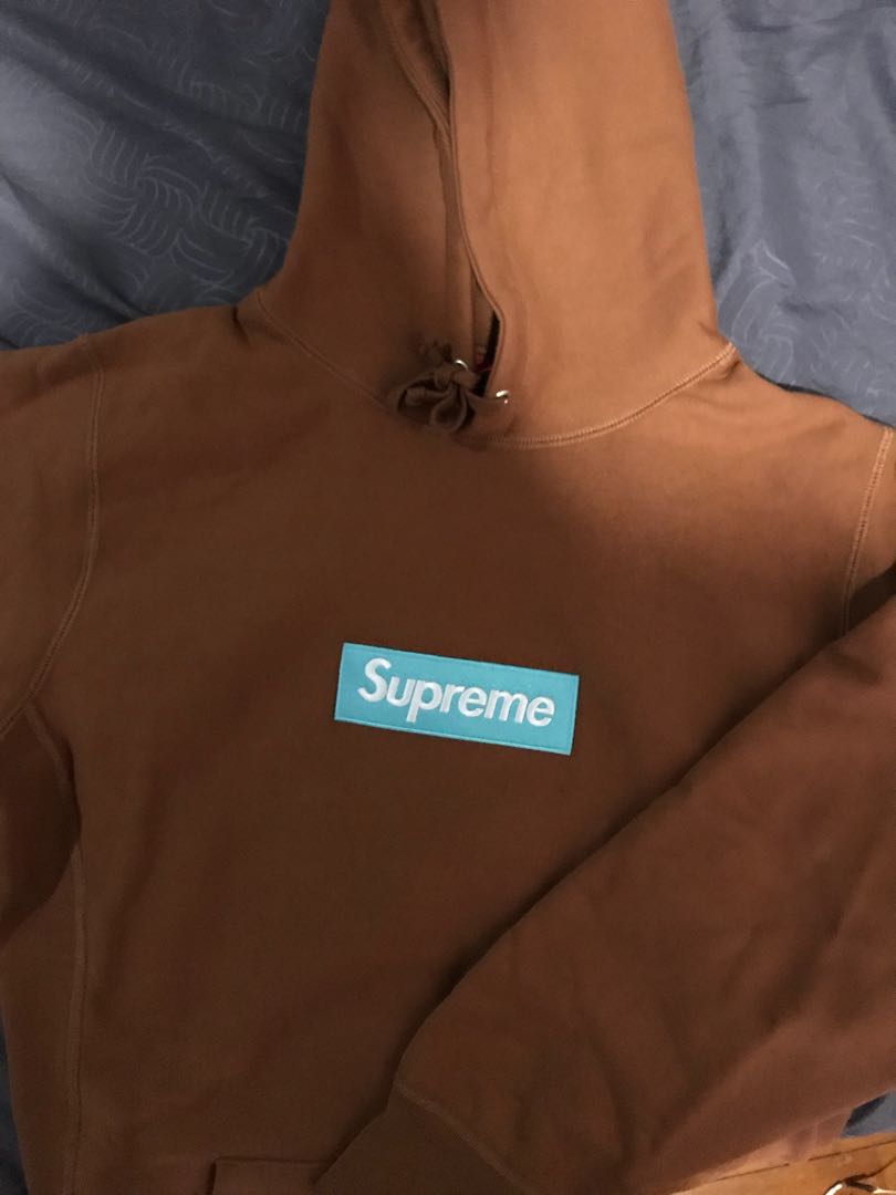 Supreme brown box deals logo hoodie