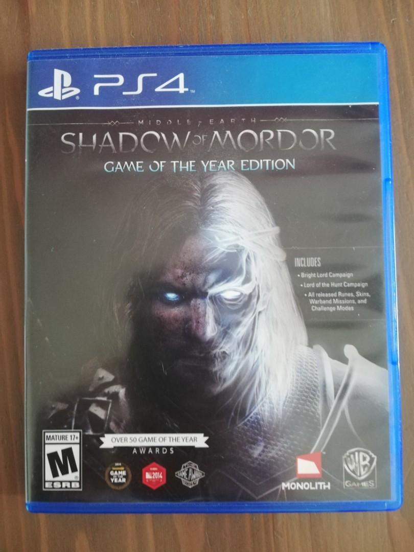 Used Ps4 Game Shadow Of Mordor 中古ps4 游戲 Video Gaming Video