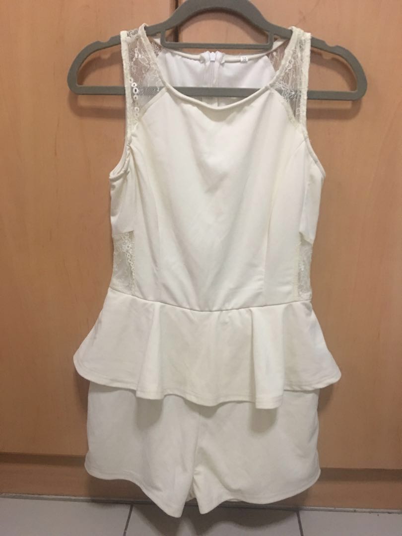 white peplum romper