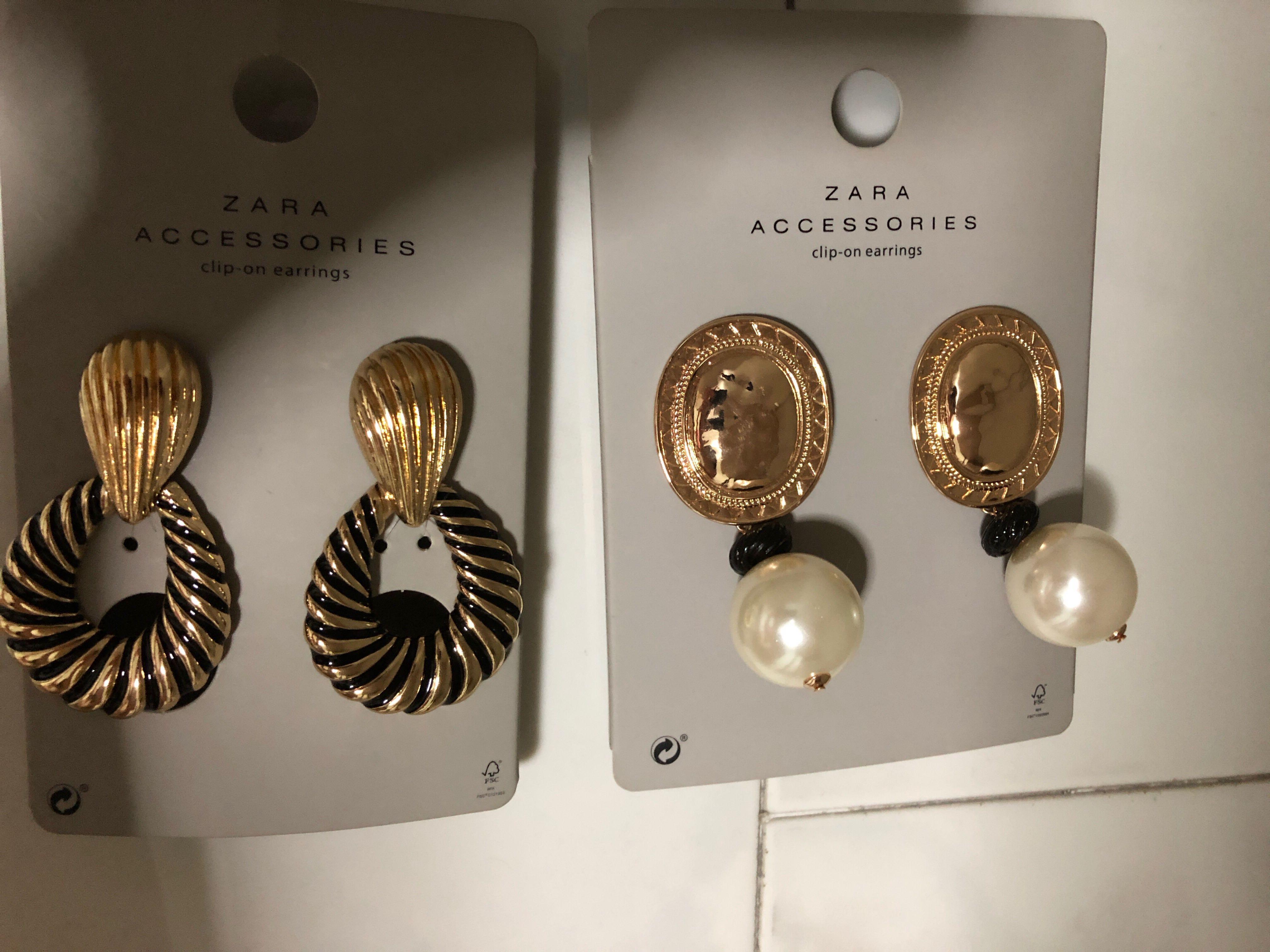 Zara clip on earrings statement pearls 