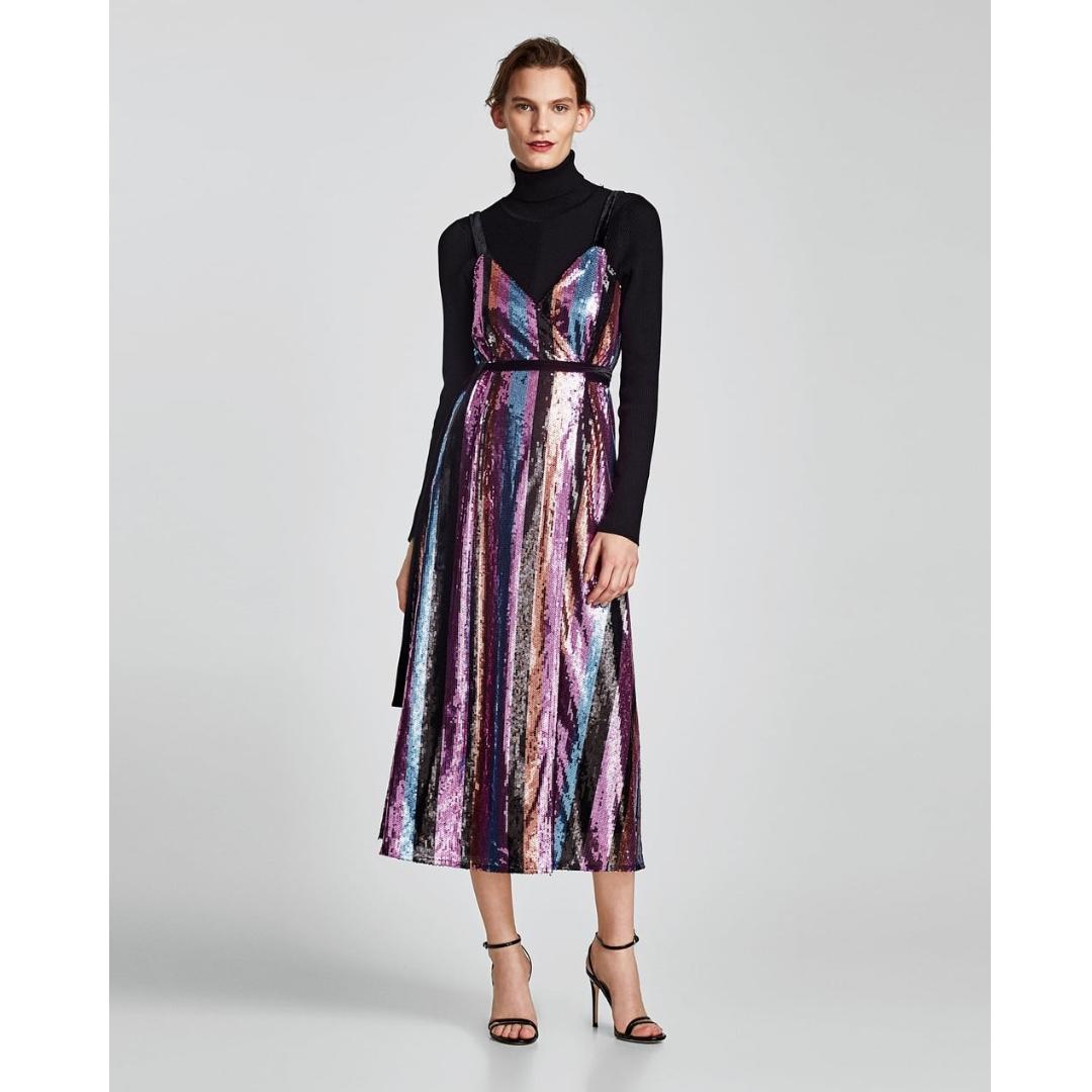 zara sequin crossover dress