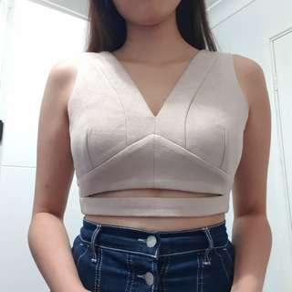 dusty pink suede crop top