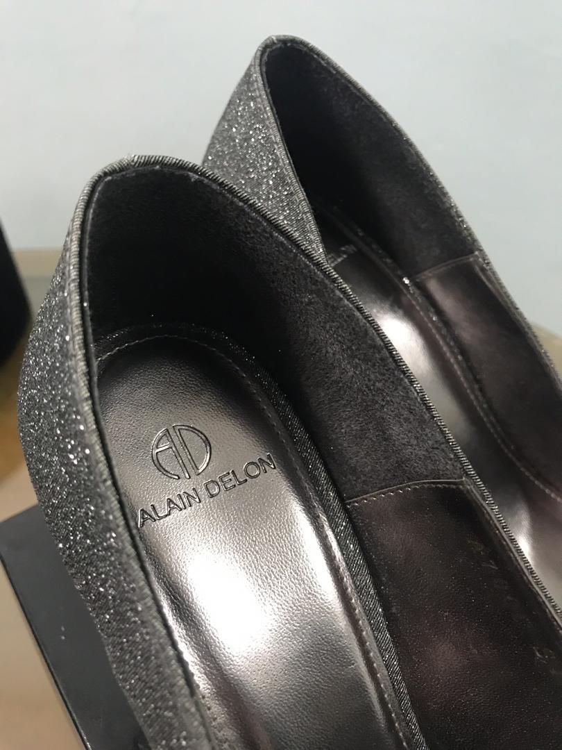 Alain delon glitter dark grey heels selling fast Women s