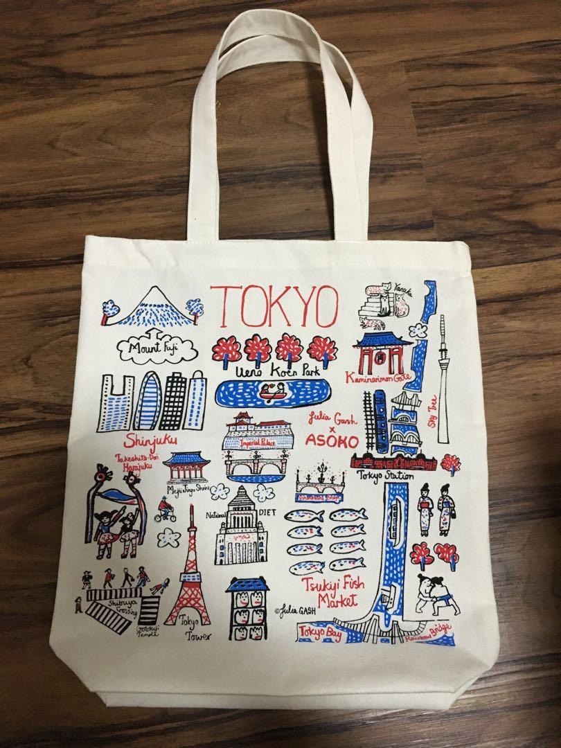 Bn Asoko Tote Bag Julia Gash X Asoko Tokyo Tote Bag Shopper Bag Women S Fashion Bags Wallets Tote Bags On Carousell