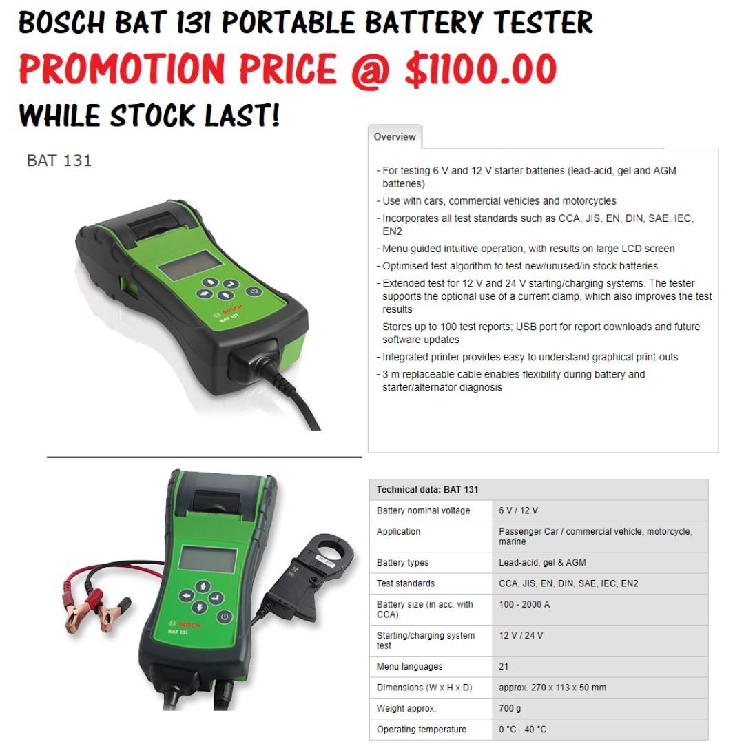 Bosch Bat 131 Portable Battery Tester 1177 00 Car Accessories