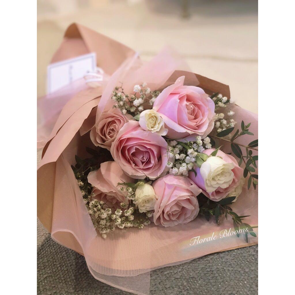 Flower Bouquet Valentine S Day Pink Roses Gardening Flowers Bouquets On Carousell