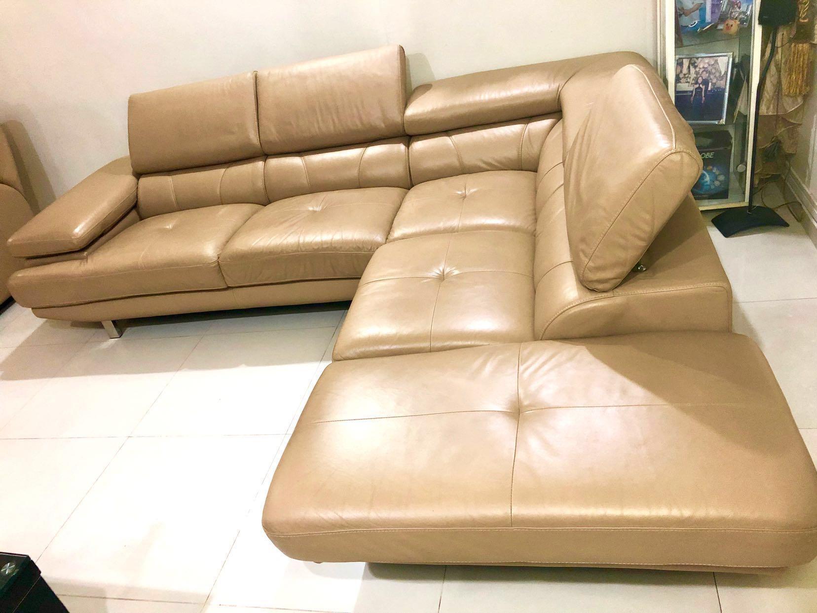 Genuine Lorenzo Full Leather Sofa L shape sofa, Furniture & Home Living