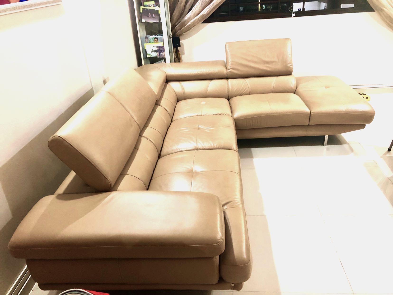 Genuine Lorenzo Full Leather Sofa L shape sofa, Furniture & Home Living