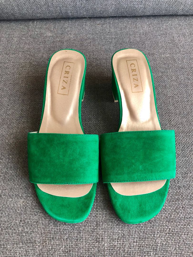 green open toe shoes