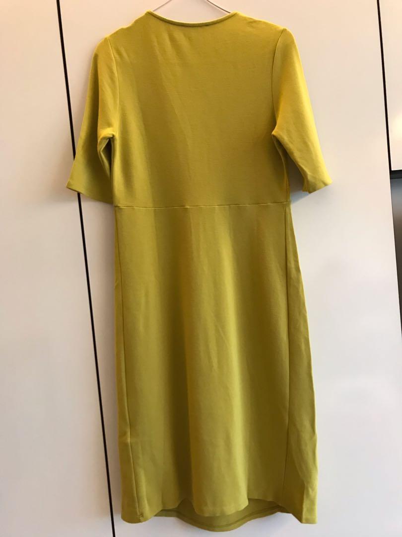 mustard green dress