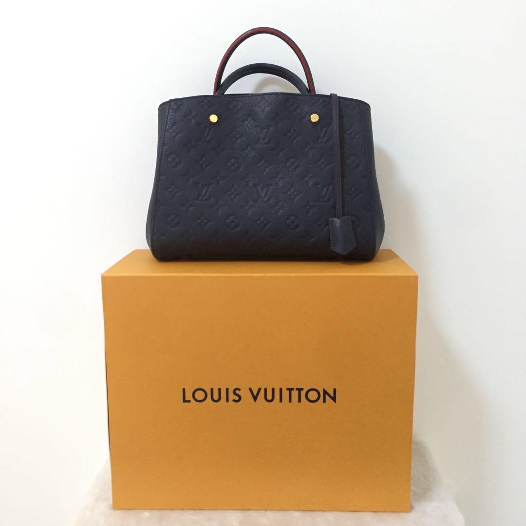 Louis Vuitton Monogram Empreinte Leather Montaigne MM Marine Rouge
