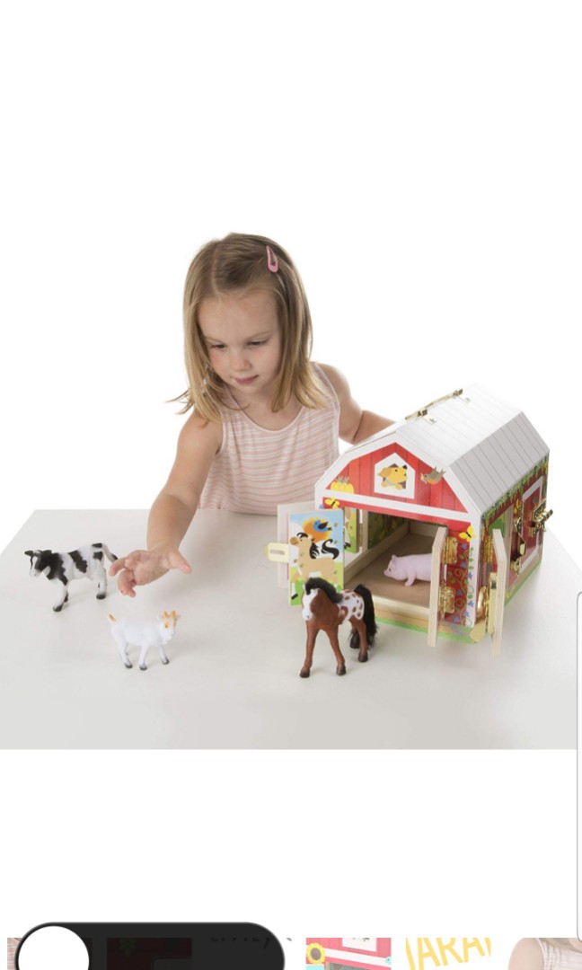 Melissa Doug Latches Wooden Barn Toy With Cow Pig Goat Horse