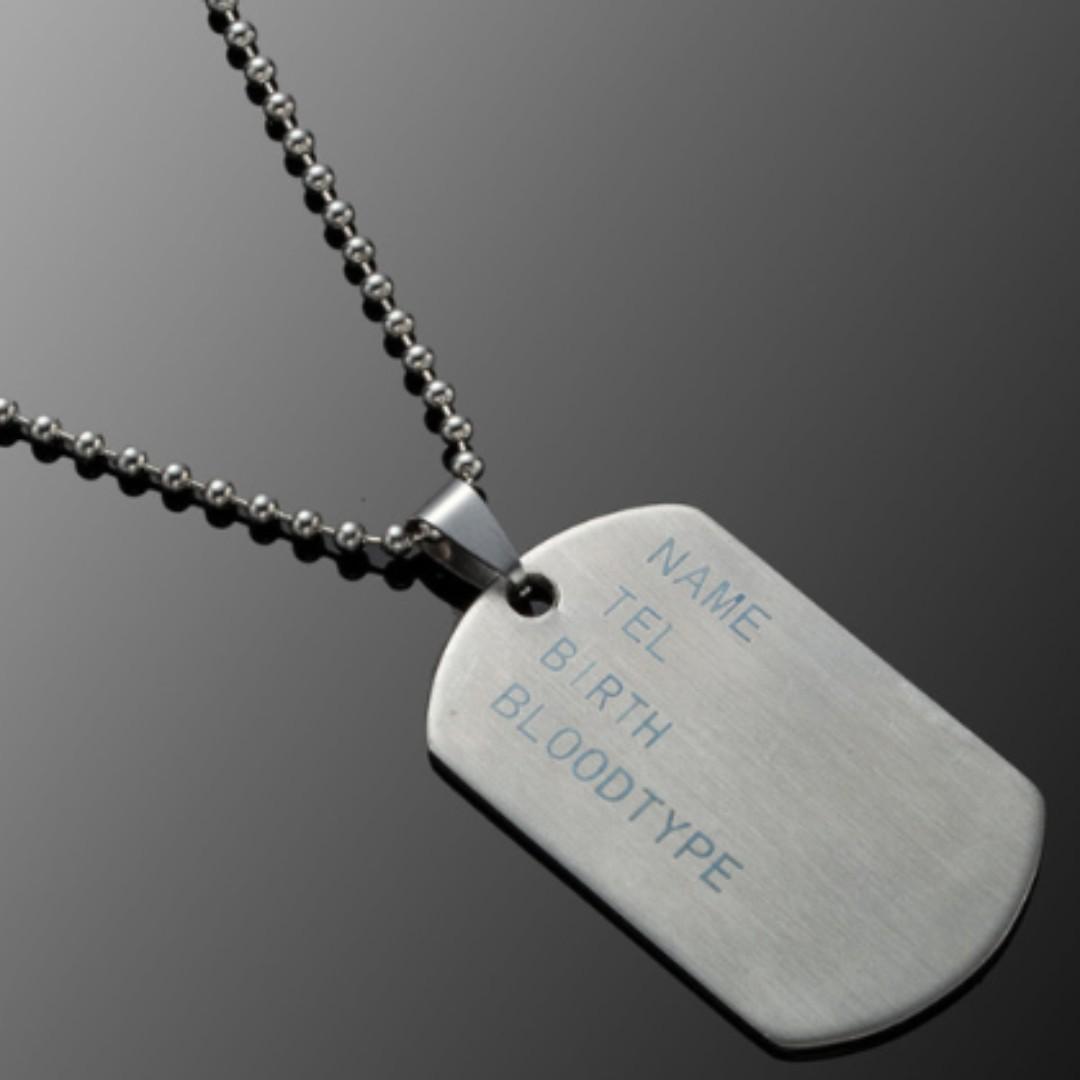 READ DESCRIPTION Mens Military Stainless Steel Dog Tags Chain