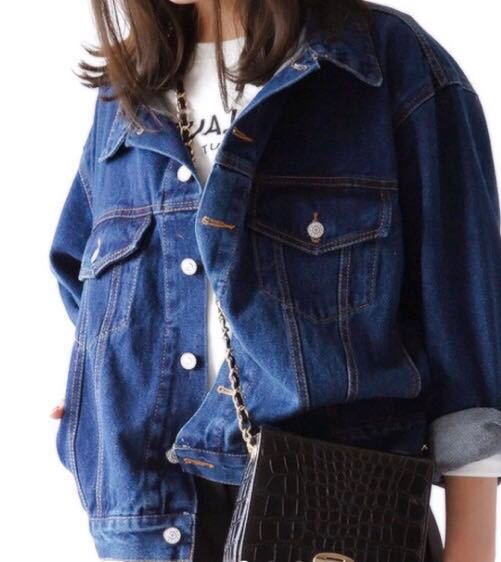 dark blue oversized denim jacket