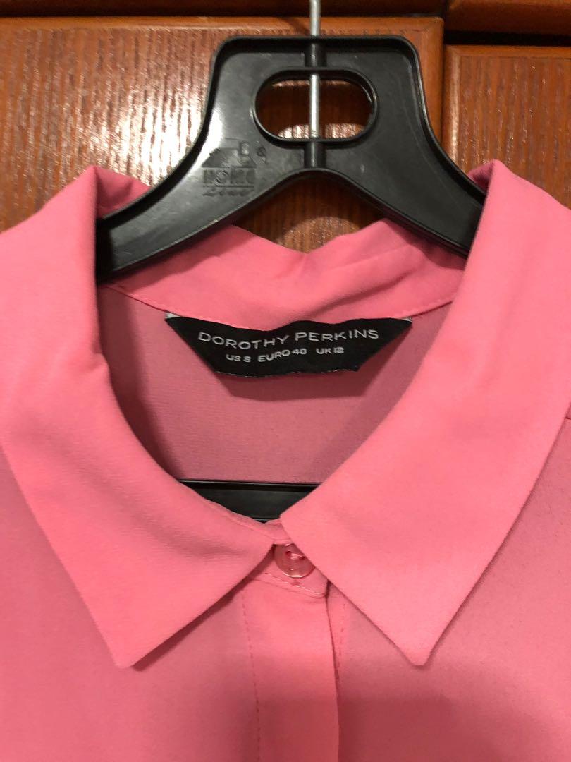 pink chiffon button down shirt