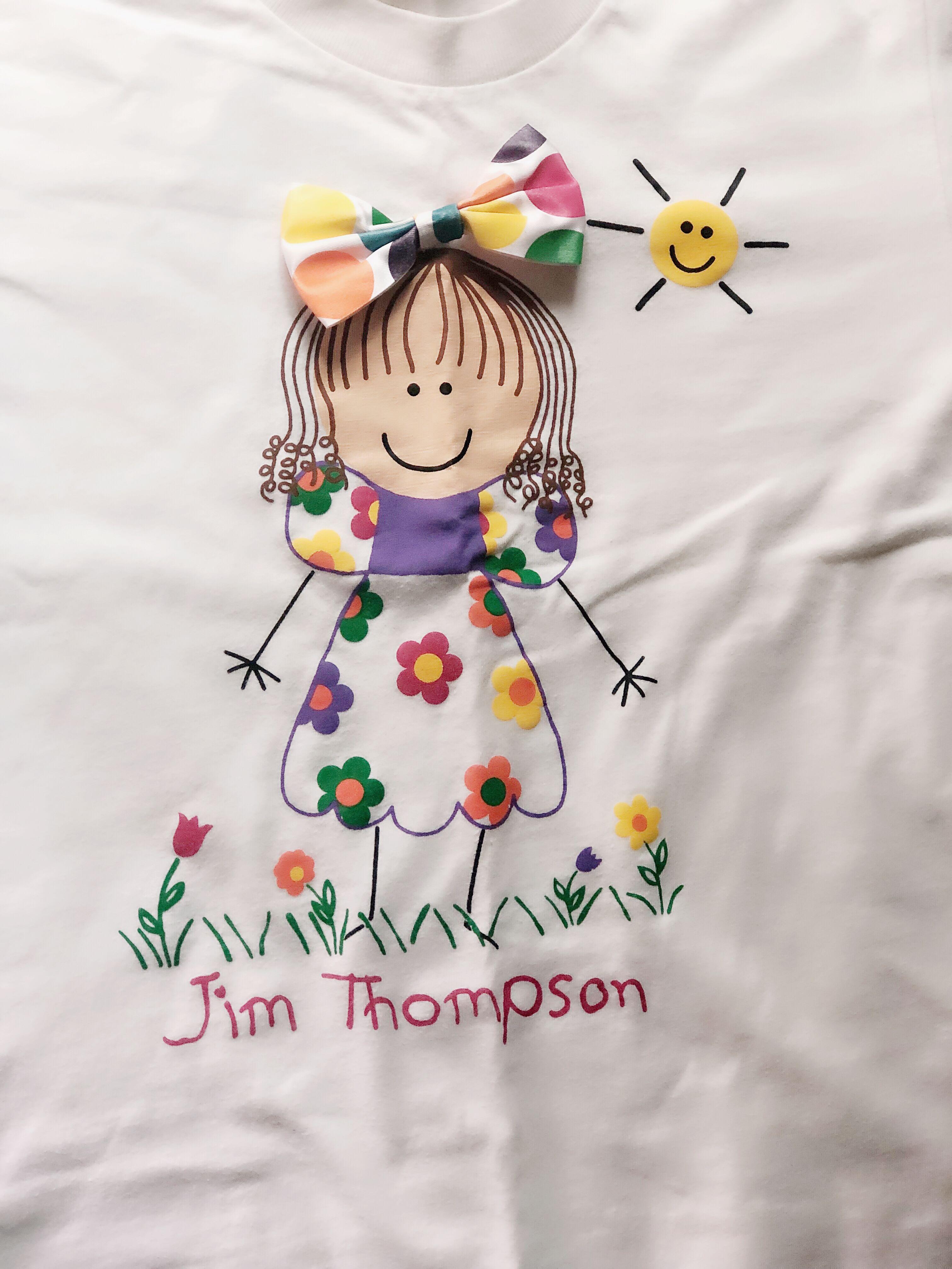 Preloved Jim Thompson Girl T-shirt (pure white) (Category: Babies & Kids Fashion) located in Singapore. Submitted by mozchriz (Listing ID 214339467, Image 1). Description: Genuine Jim Thompson T-shirt Careful owner who only handwashed it. Only worn a few times No stains Ptp 39cm Length 48cm Only meet up at Buangkok MRT station Postage not included yet (normal mail $1.15, smartpac $3.20).