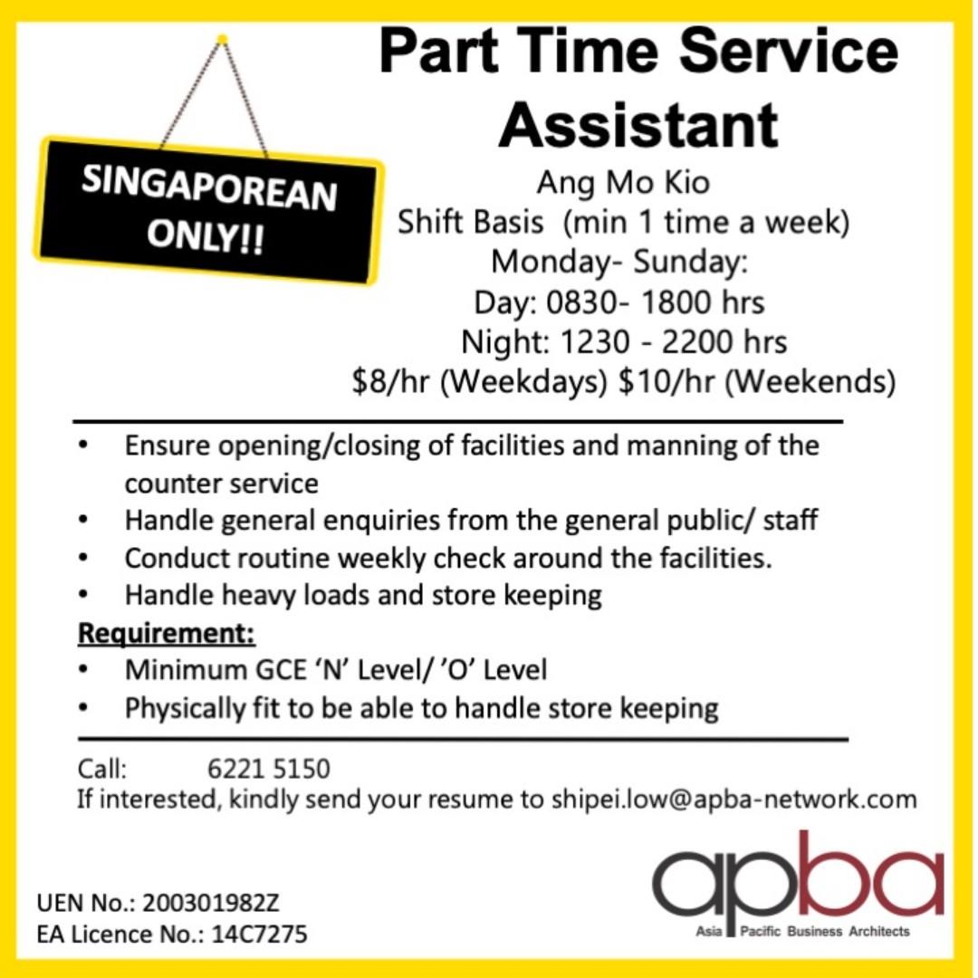 Service Assistant Part Time Jobs Customer Service On Carousell