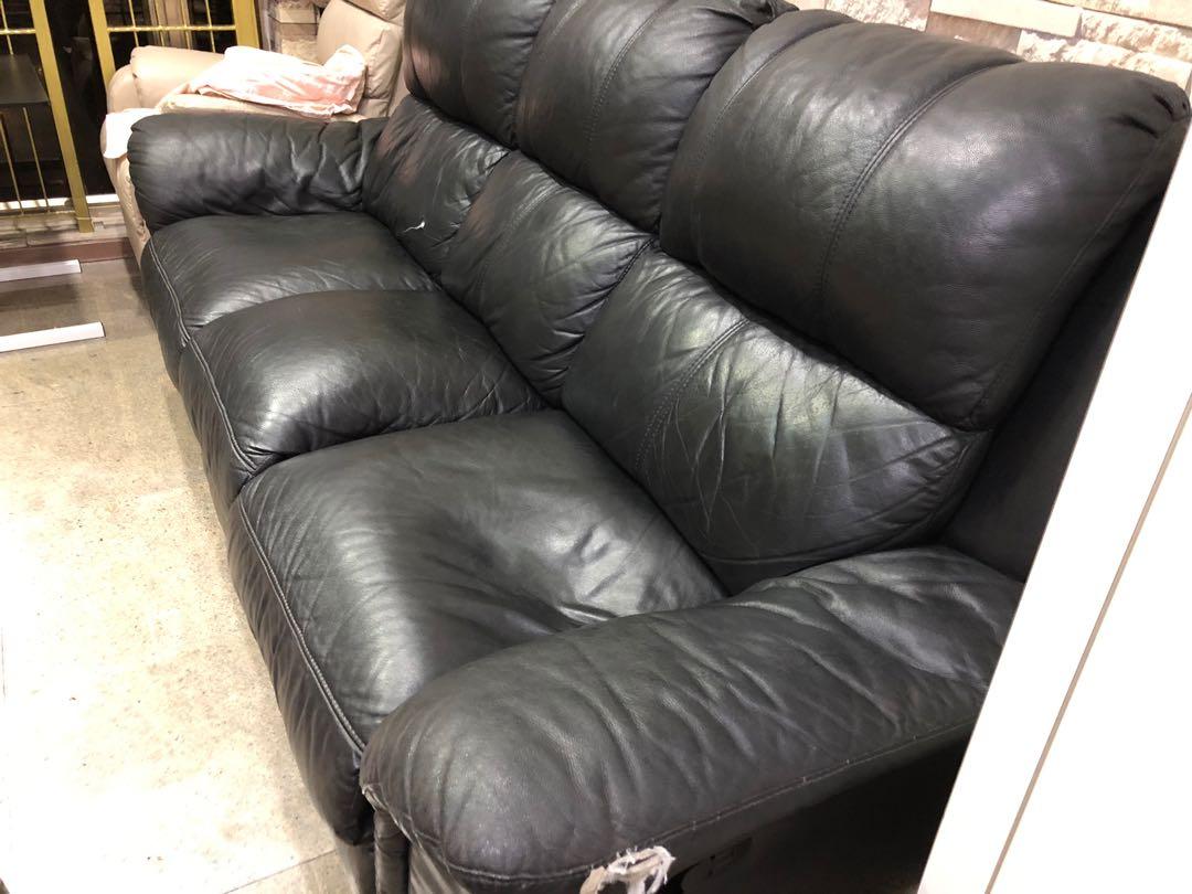 Used Leather Sofa, with recliner, Furniture & Home Living, Furniture