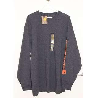 Carhartt Long Sleeve Logo Shirt Dark Gray Orange Mens XL Regular NWTS
