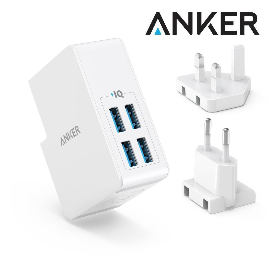 Anker Powerport 4 Lite Poweriq 5 4a 27w Usb 4 Port Charger Mobile Phones Tablets Mobile Tablet Accessories Power Banks Chargers On Carousell