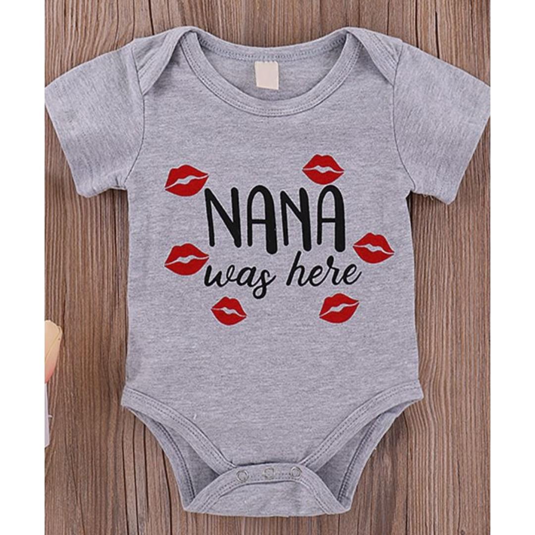Baby Clothes Unisex Onesie Jumpsuit Nana Was Here Print Romper