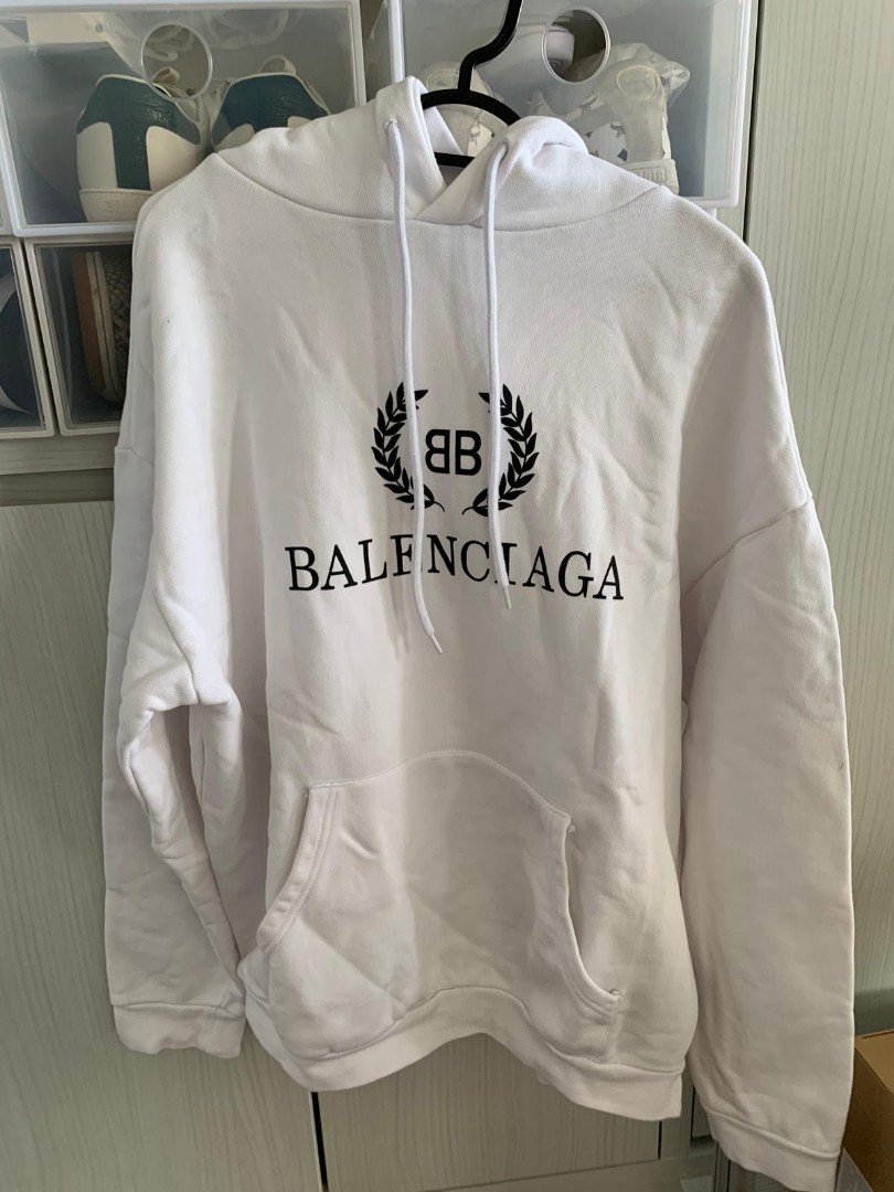 White balenciaga hoodie best sale