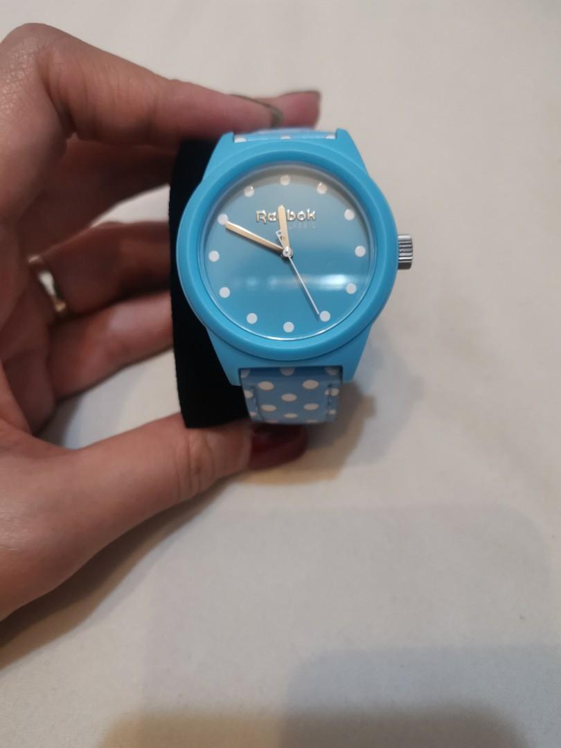 Brand new reebok watch blue with white polka dots