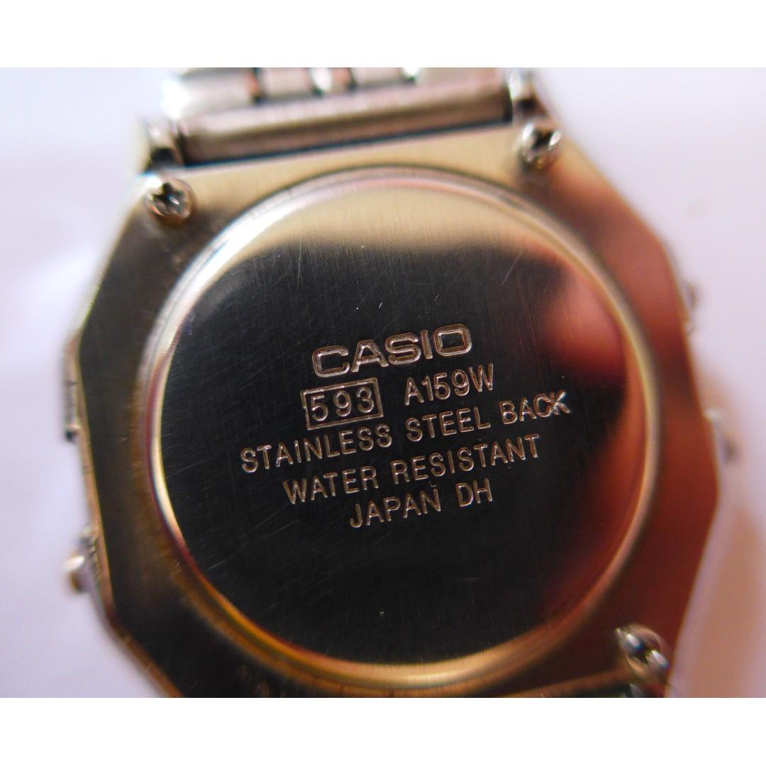 Casio 593 a159w stainless steel back water resistant japan dh top