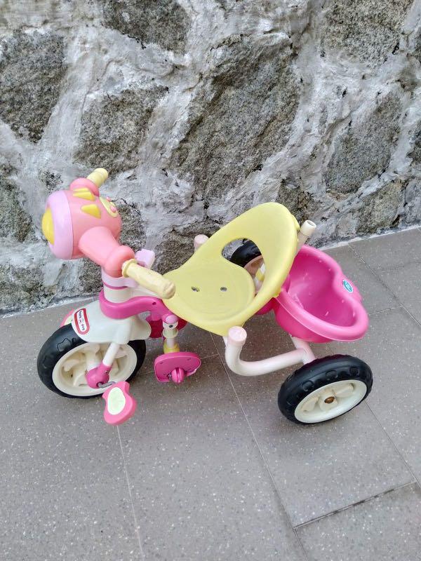 pink tricycle with push handle