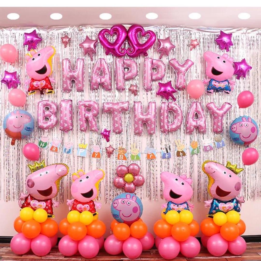 Full Peppa Pig Pink And Yellow Theme Decoration Set 00166