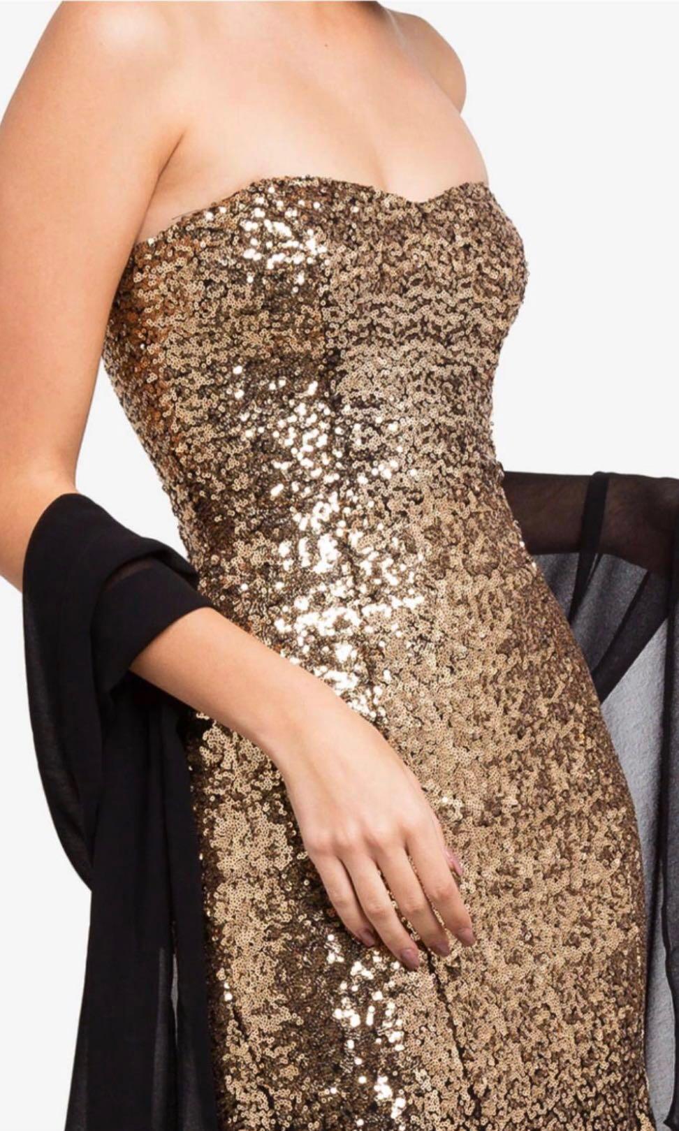 Goddiva bandeau sequin embellished maxi dress in gold shop