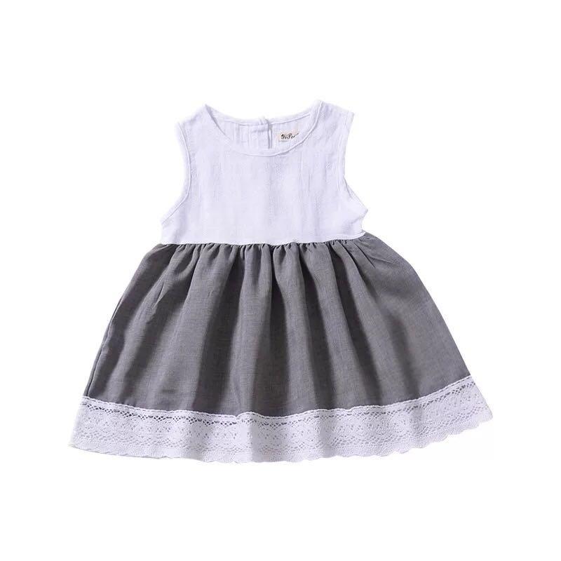 Instock Textured White Grey Lace Trim Cotton Modern Princess