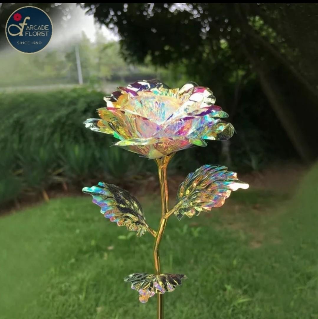 1 Stalk 24k Gold Foil Plated Everlasting Crystal Galaxy Rose