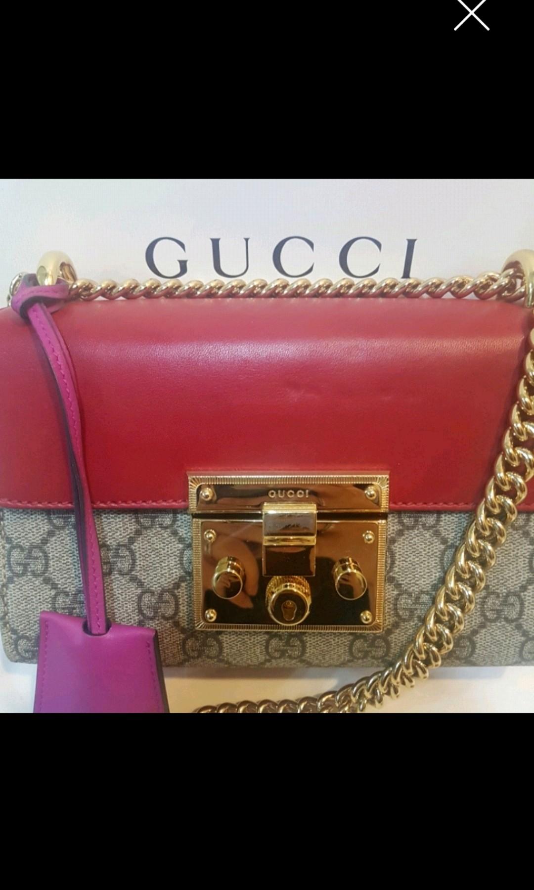 Gucci Red Guccissima Leather Small Padlock Shoulder Bag - ShopStyle