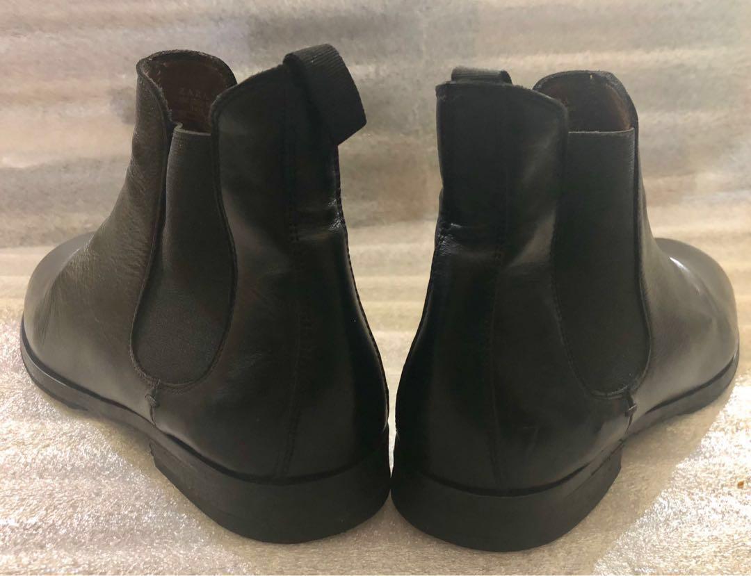 Authentic Zara Mens Chelsea Boots Black Preowned Re Soled Men S Fashion Footwear Boots On Carousell