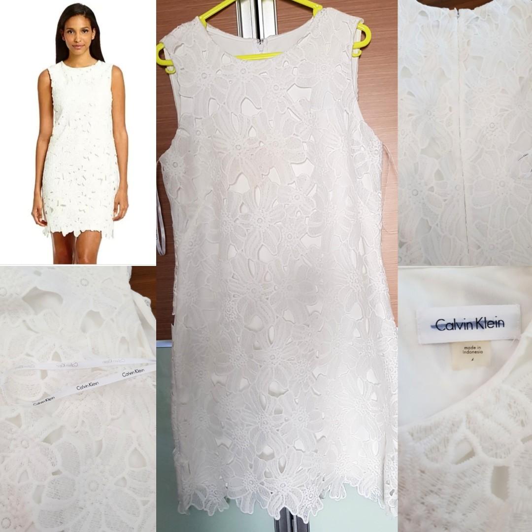 calvin klein white midi dress
