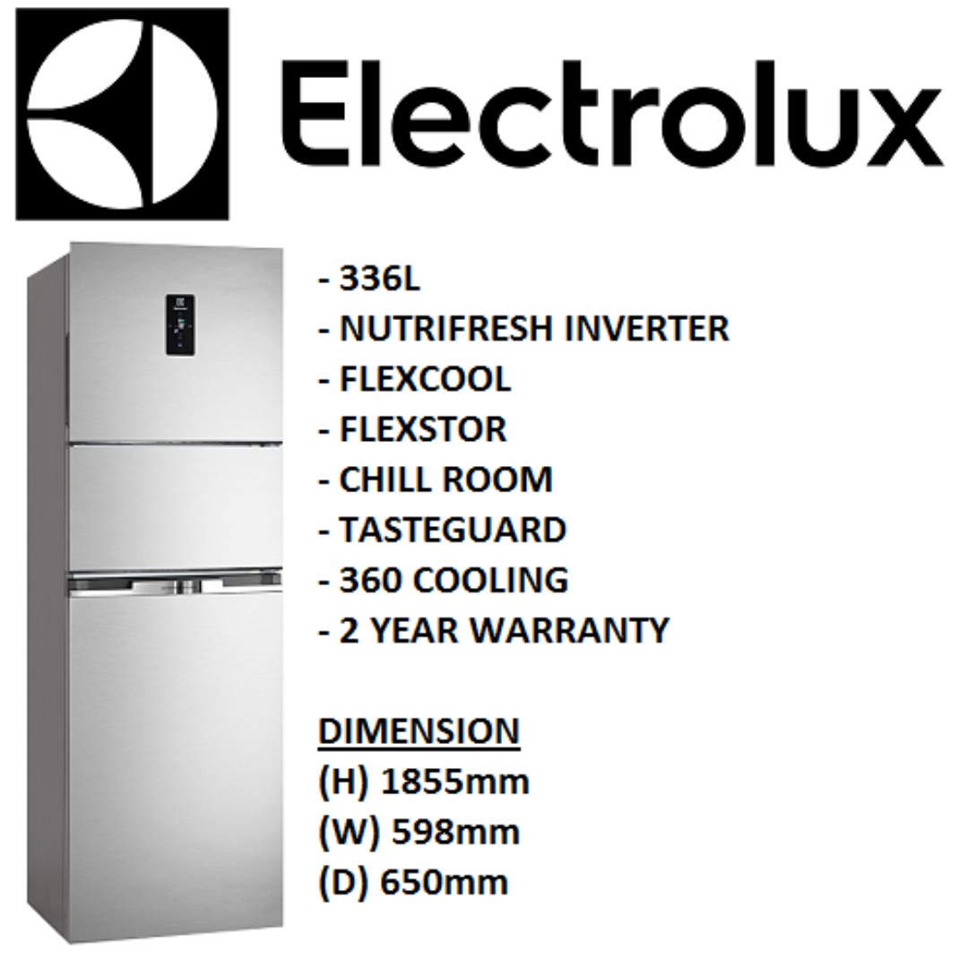 Electrolux Eme3700ha 336l Nutrifresh Inverter Top Mount Multi Door Fridge Tv Home Appliances Kitchen Appliances Refrigerators Freezers On Carousell