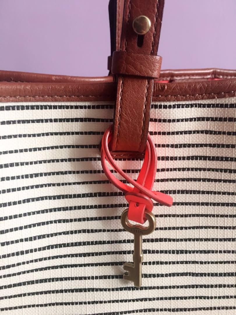 Fossil rachel new arrivals tote black stripe