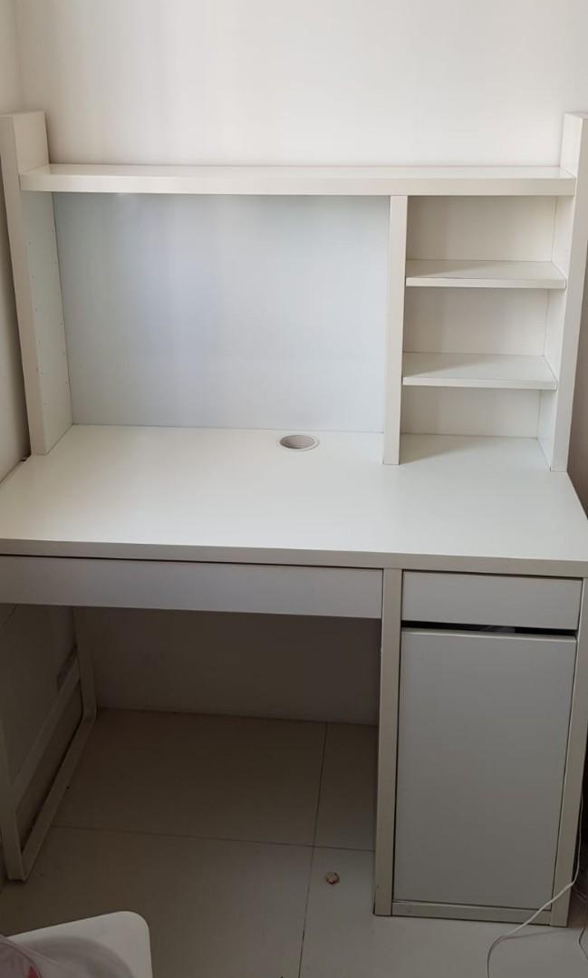 Ikea Micke Desk With Add On Unit Whiteboard Shelving Furniture