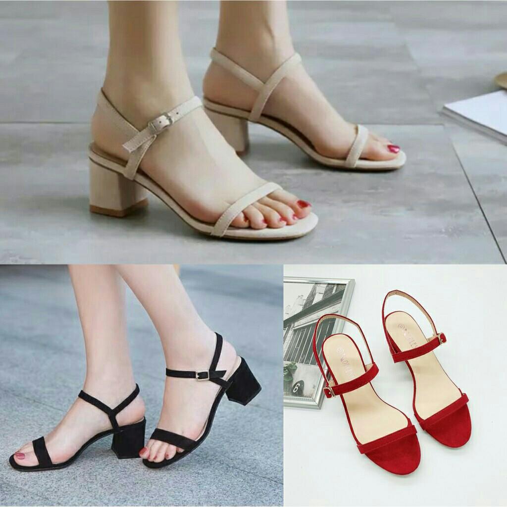 Korean Suede block heel sandals 2.5 