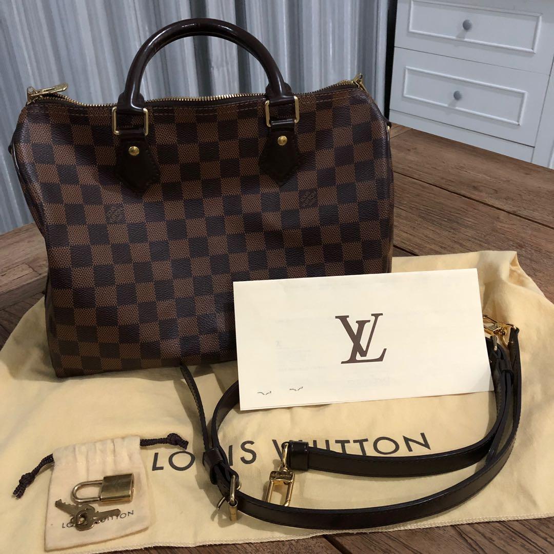 LV Speedy Bandou 30 Damier Ebene Authentic Original, Fesyen Wanita, Tas \u0026  Dompet di Carousell