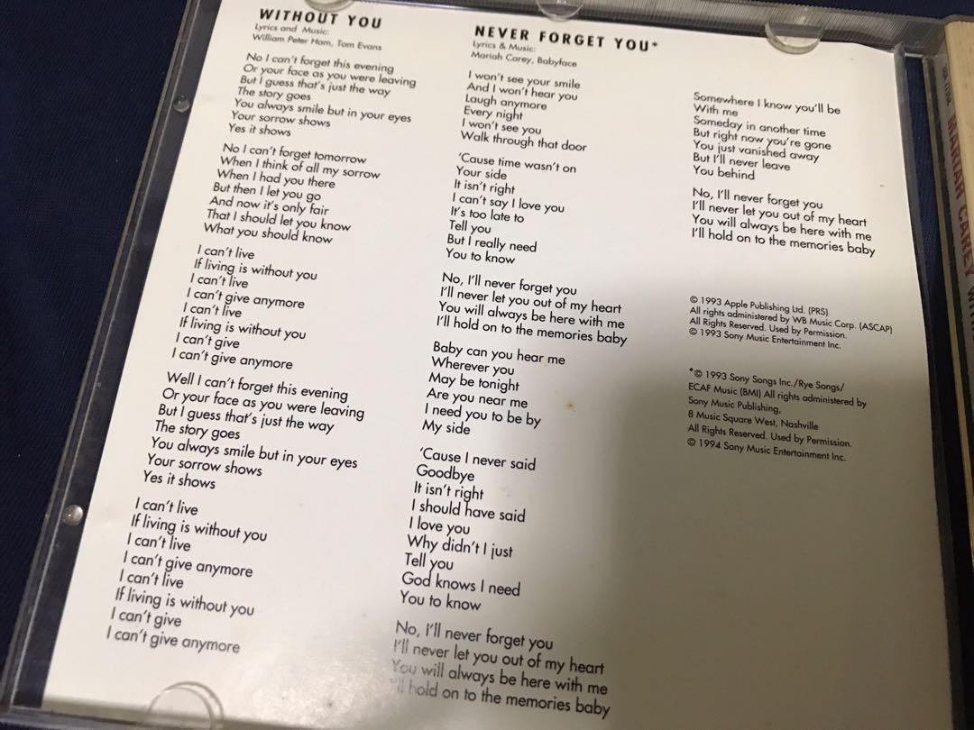 Mariah Carey Without You Never Forget You Ep Hobbies Toys Music Media Cds Dvds On Carousell Mariah Carey Without You Never Forget You Ep Hobbies Toys Music Media Cds Dvds On Carousell