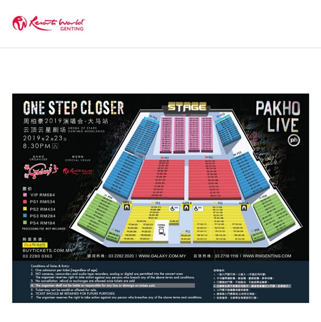Pakho Chau Concert Live in Genting. PS1, VIP, Tickets & Vouchers, Local