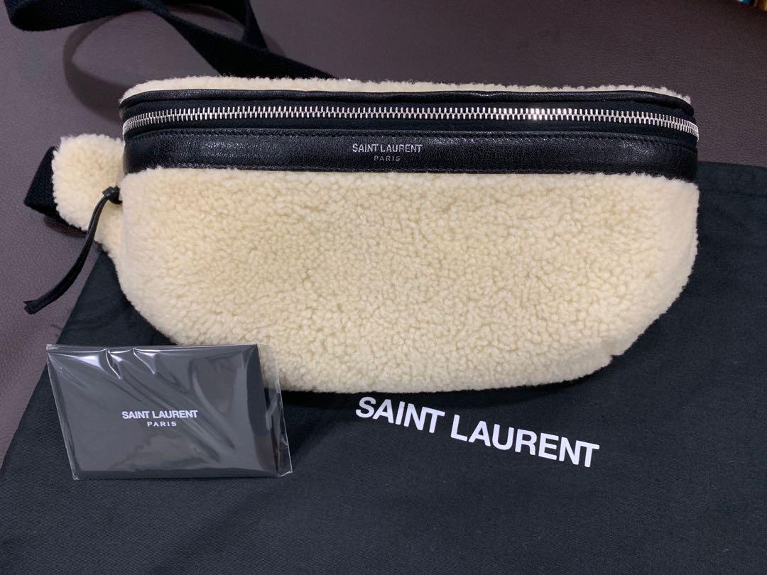 Saint laurent shearling belt bag discount